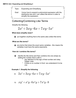 Collecting/Combining Like Terms