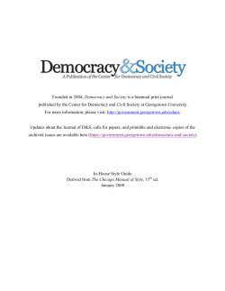 Democracy and Society is a biannual print journal