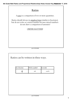6th Grade Math Ratios and Proportional Relationships Notes