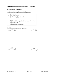 4.5 Exponential and Logarithmic Equations