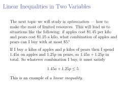 Linear Inequalities in Two Variables