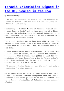 Israeli Colonialism Signed in the UK, Sealed in the USA