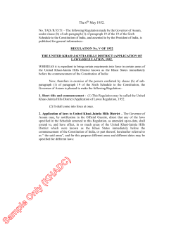 The UK-JHD (Application of Laws) Regulation, 1952