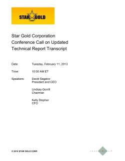 Transcript of Star Gold Conference Call on Updated