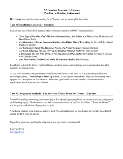 AP Capstone Program - AP Seminar Pre