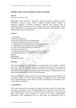 Energy Balance of Reacting Systems