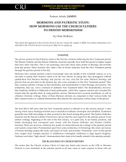 mormons and patristic study - Christian Research Institute