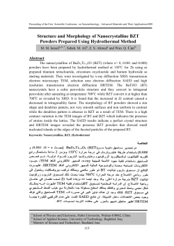 Structure and Morphology of Nanocrystalline BZT Powders