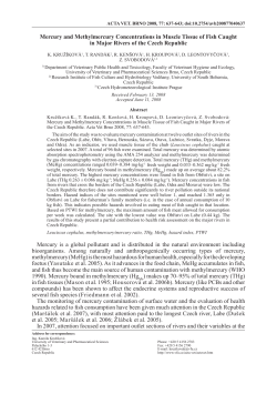 Mercury and Methylmercury Concentrations in Muscle Tissue of Fish