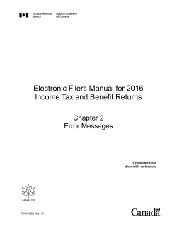Electronic Filers Manual for 2016 Income Tax and Benefit Returns