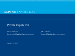 Private Equity 101 - Stanford University