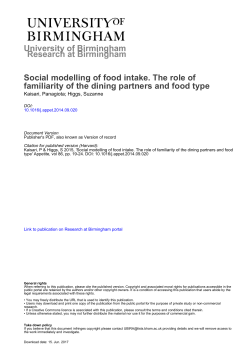 University of Birmingham Social modelling of food intake. The role of