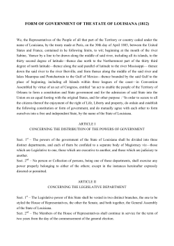 FORM OF GOVERNMENT OF THE STATE OF LOUISIANA (1812)