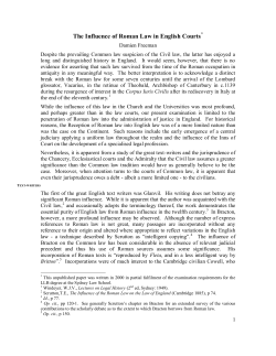 The Influence of Roman Law in English Courts