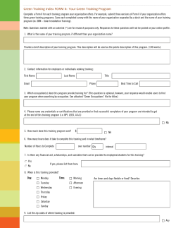 Green Training Index FORM II: Your Green Training Program