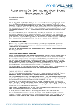 Rugby World Cup 2011 Major Events Management