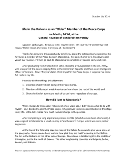 Life in the Balkans as an &ldquo;Older&rdquo; Member of the Peace Corps