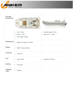 Principle Dimensions LOA: 3.82m Beam: 1.76m Dry Weight: 360kg