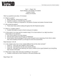 The Psalms and Life in God`s Creation