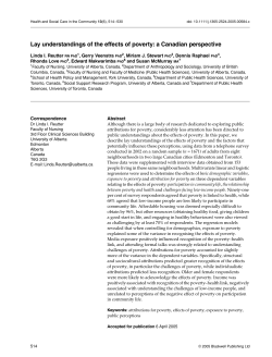 Lay understandings of the effects of poverty: a Canadian perspective