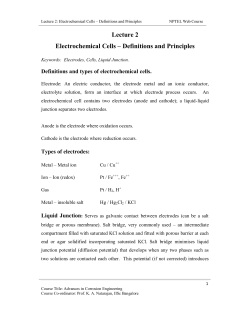 Lecture 2 Electrochemical Cells &ndash; Definitions and Principles