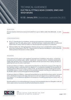 Electrical fittings near cookers, sinks and wash basins