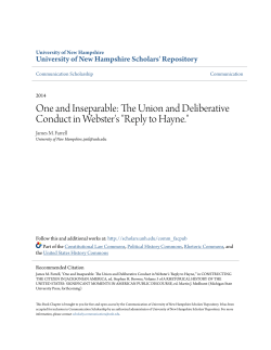 The Union and Deliberative Conduct in Webster`s "Reply to Hayne."