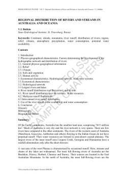 Regional Distribution of Rivers and Streams in Australia