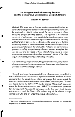 The Philippine Pro-Parliamentary Position and the Comparative