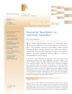 Pressing the &ldquo;Reset Button&rdquo; on Arab-Israeli Negotiations