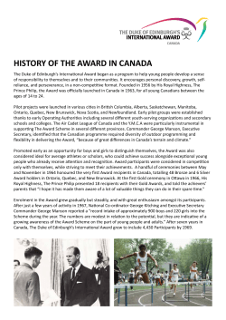 HISTORY OF THE AWARD IN CANADA