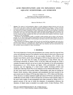 ACID PRECIPITATION AND ITS INFLUENCE. UPON AQUATIC