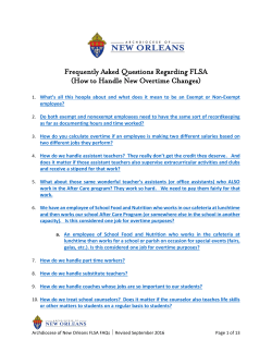 Frequently Asked Questions Regarding FLSA