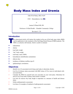 Body Mass Index - Hemodialysis, Inc.