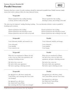 Grammar Handout: Parallel Structure