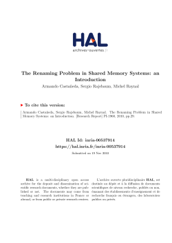 The Renaming Problem in Shared Memory Systems: an - HAL