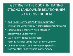 GETTING IN THE DOOR: INITIATING STRONG LANDOWNER
