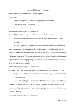 Annotated Bibliography Examples Thesis sentence: Nelson