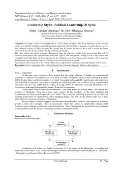 Leadership Styles: Political Leadership Of Syria