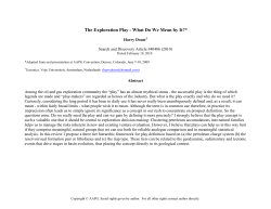 The Exploration Play - What Do We Mean by It?