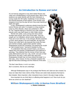 An Introduction to Romeo and Juliet William Shakespeare`s Life: A