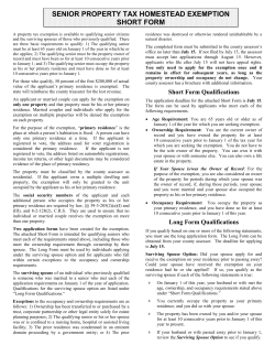 senior property tax homestead exemption short