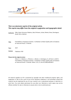 Fish Welfare in Aquaponic Systems: Its Relation to Water Quality