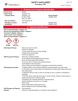 Tetrabase-150, Sodium hypochlorite, Potassium hydroxide, Safety