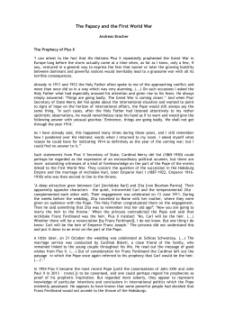 Bracher Papacy and the First World War
