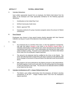 ARTICLE 17 PAYROLL DEDUCTIONS A. Voluntary Deductions