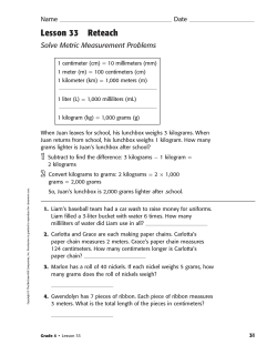 Lesson 33 Reteach Solve Metric Measurement Problems
