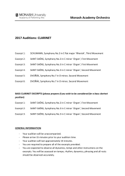 Monash Academy Orchestra 2017 Auditions: CLARINET