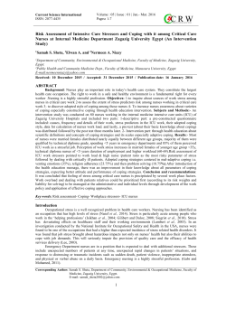 Risk Assessment of Intensive Care Stressors and Coping with it