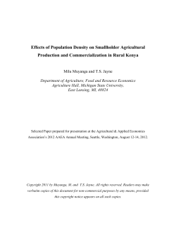 Effects of Population Density on Smallholder Agricultural Production